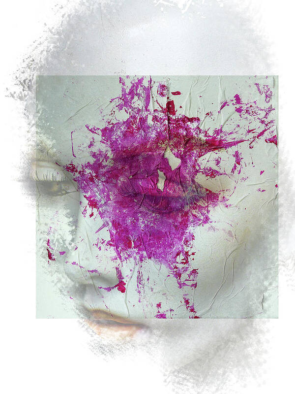 Woman Poster featuring the digital art The woman with the pink splash by Gabi Hampe