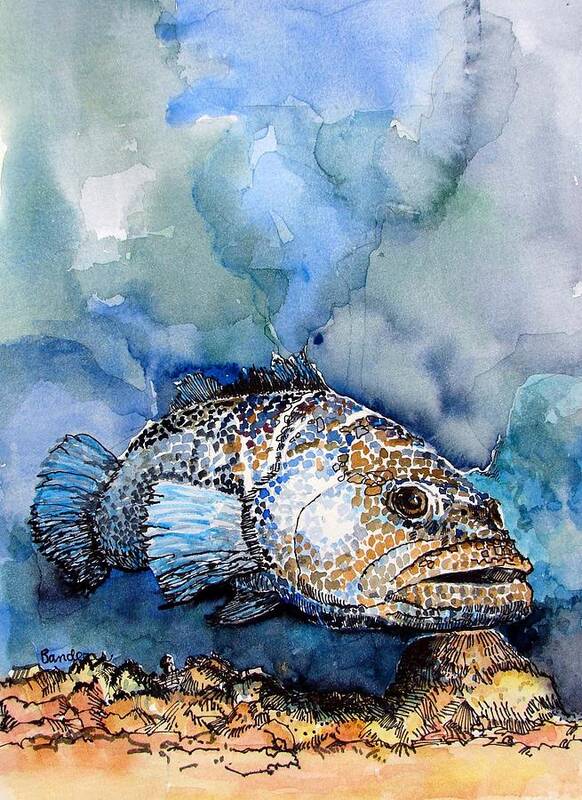 Grouper Poster featuring the painting Tiger Grouper by Terry Banderas