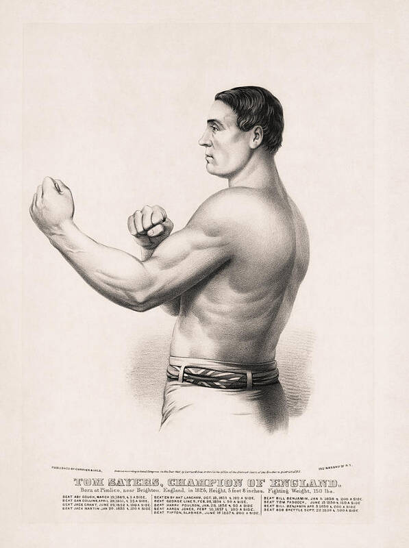 Boxing Poster featuring the drawing Tom Sayers - English Bare-Knuckle Champion by War Is Hell Store