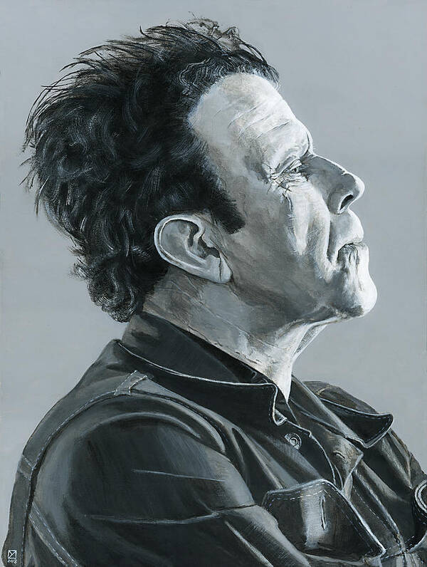 Tom Waits Poster featuring the painting Tom Waits by Matthew Mezo