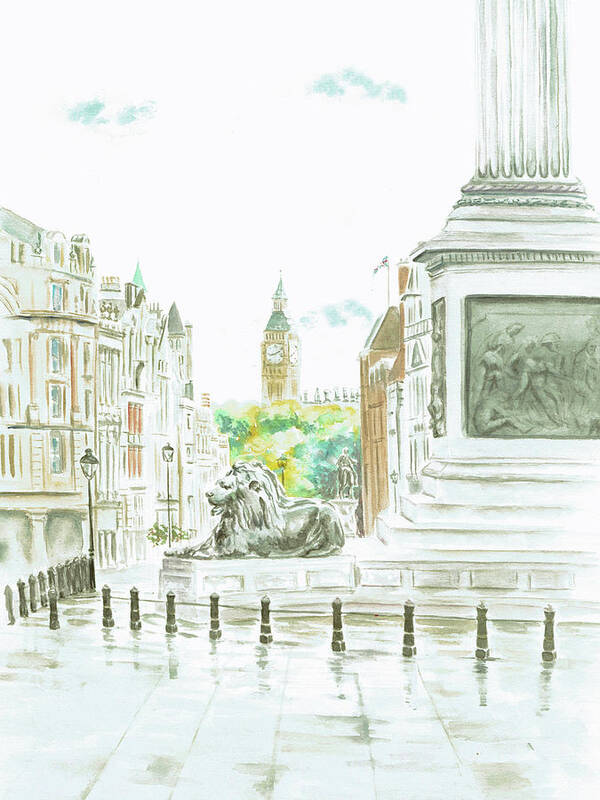 London Poster featuring the painting Trafalgar Square by Elizabeth Lock