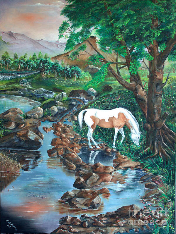 Tranquility Poster featuring the painting Tranquility by Farzali Babekhan