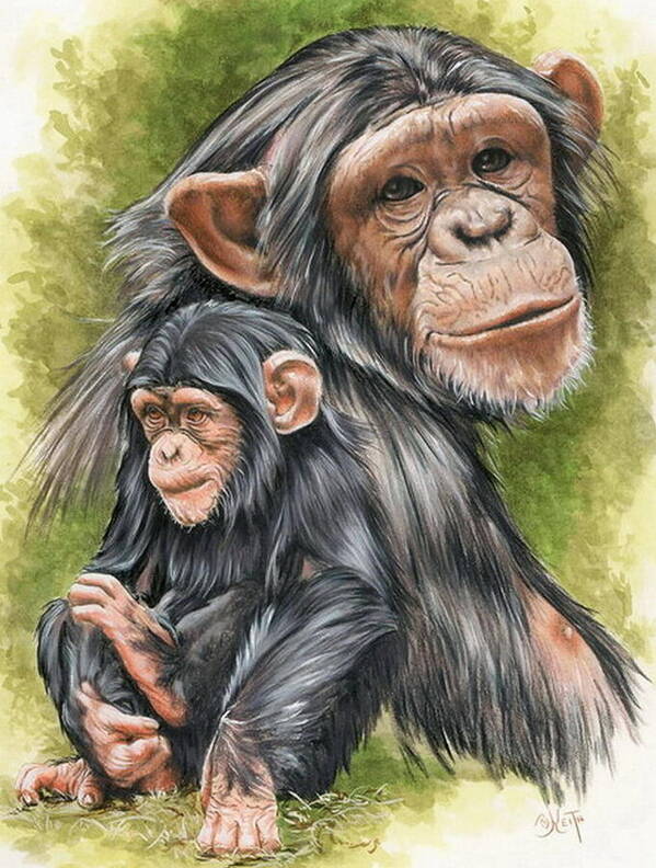 Chimpanzee Poster featuring the mixed media Treasure by Barbara Keith