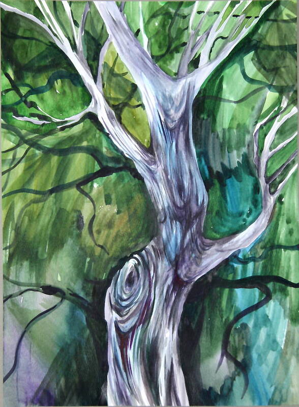 Watercolor Poster featuring the painting Tree by Anna Duyunova