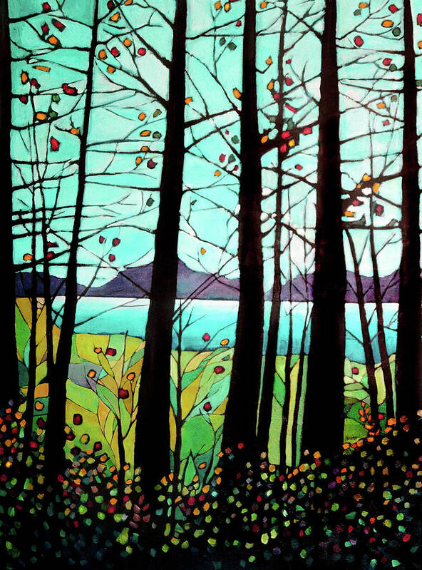 Landscape Poster featuring the painting Trees in Fall by Alison Thomas Newth