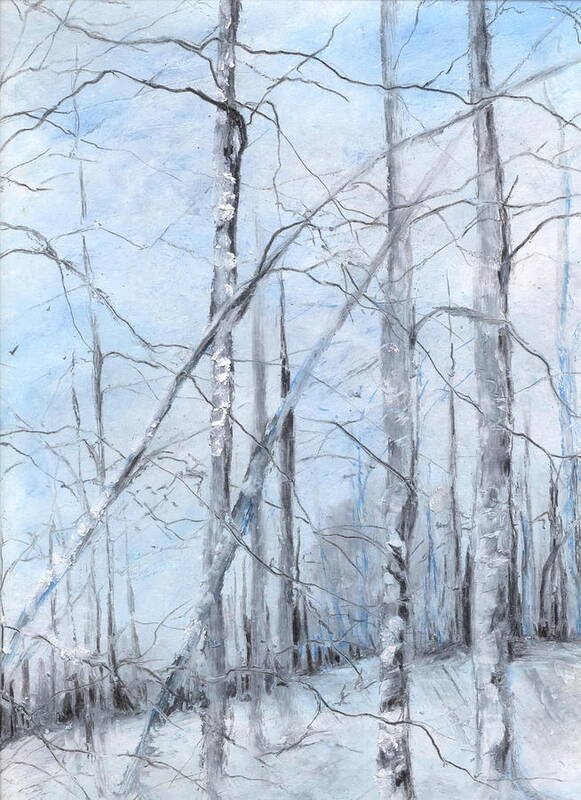 Trees Poster featuring the painting Trees in Winter Snow by Robin Miller-Bookhout