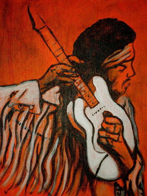 Jimi Hendrix Poster featuring the painting Tune Up by Pete Maier