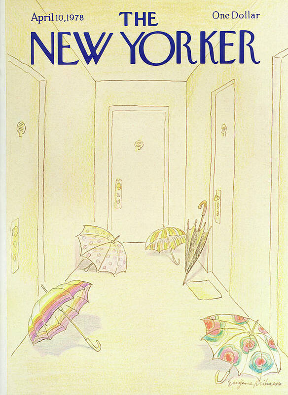 Rain Poster featuring the painting New Yorker April 10, 1978 by Eugene Mihaesco