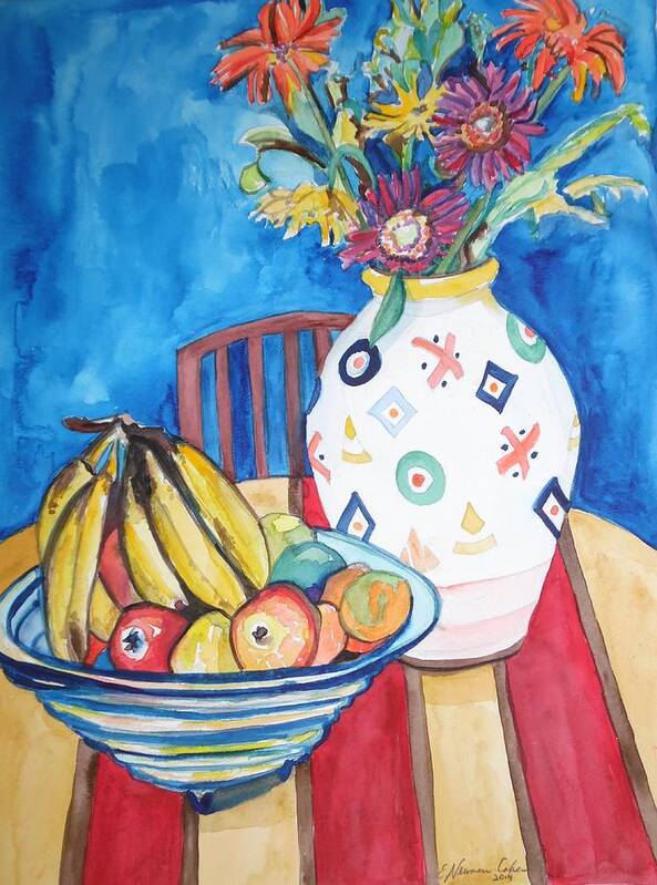 Vase And Bowl Poster featuring the painting Vase and Bowl by Esther Newman-Cohen