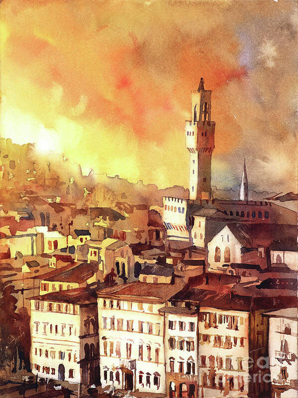 Art For House Poster featuring the painting Florence Sunset I by Ryan Fox