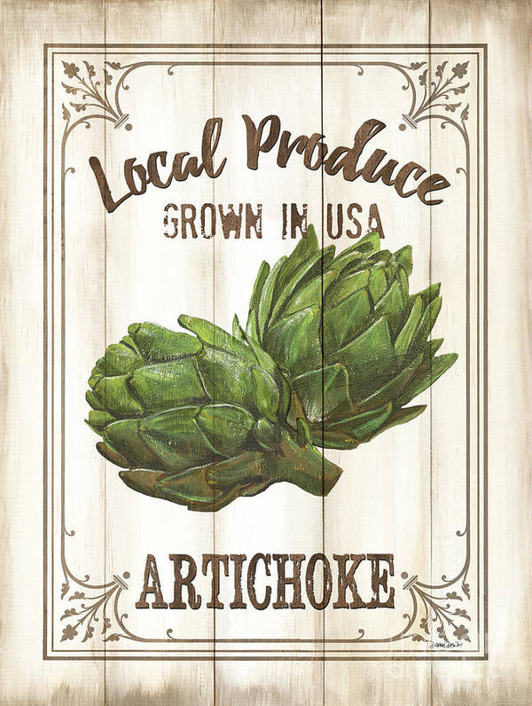 Artichoke Poster featuring the painting Vintage Fresh Vegetables 2 by Debbie DeWitt