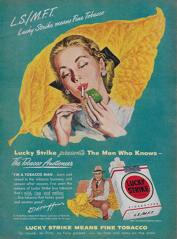 James Smullins Poster featuring the mixed media Vintage Lucky Strike ad by James Smullins