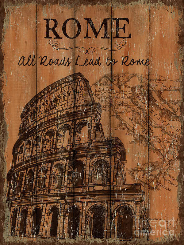 Rome Poster featuring the painting Vintage Travel Rome by Debbie DeWitt