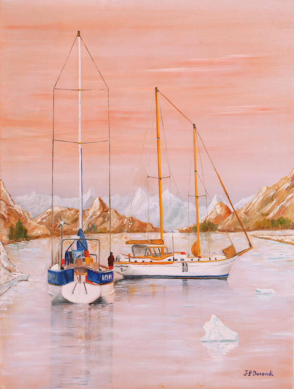 Boat Poster featuring the painting Voyage Au Bout Du Monde - Oil on canvas by Jean-Pierre Ducondi