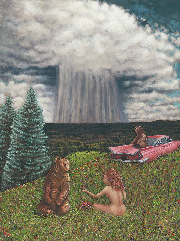 Cloud Poster featuring the painting Walking Rain by Holly Wood