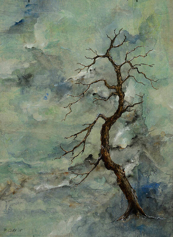 Landscape Poster featuring the painting Weathered Tree 5 by Sandy Clift