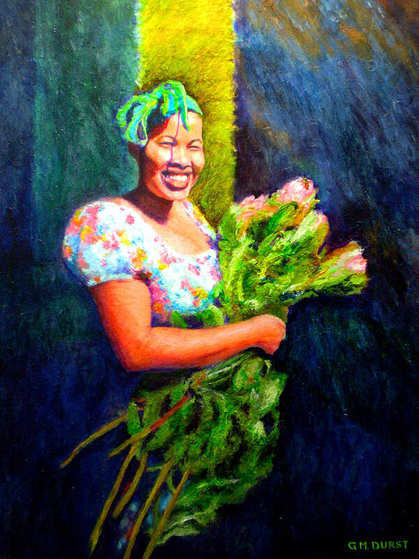 Flower Poster featuring the painting Wendy the Flower Seller by Michael Durst