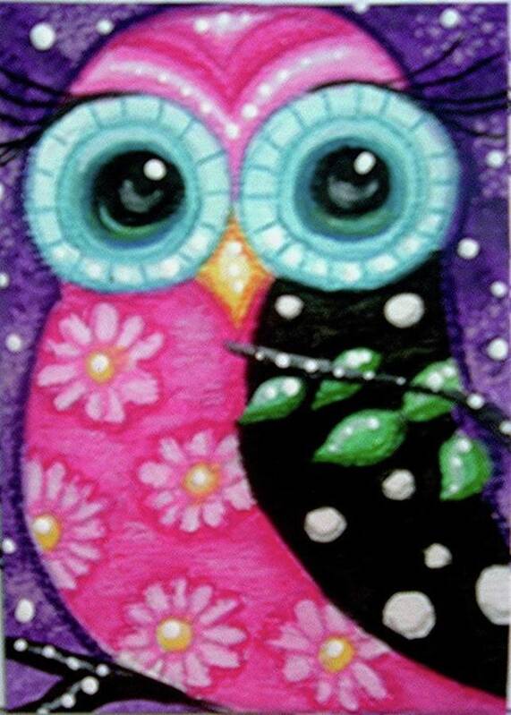 Whimsical Poster featuring the painting Whimsical Owl by Monica Resinger