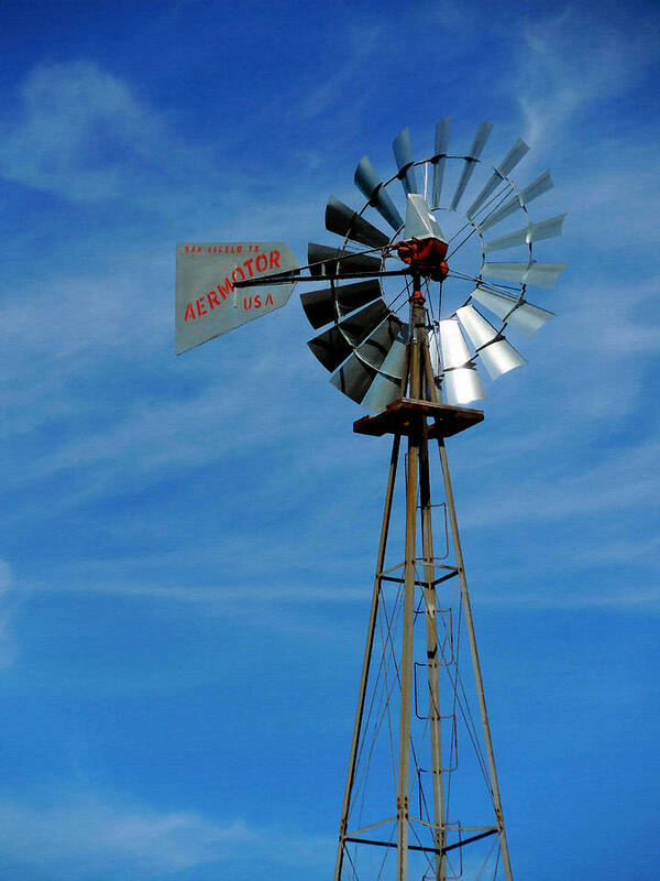 Wind Mill Pump In Usa Poster featuring the painting Wind mill pump in USA 4 by Jeelan Clark