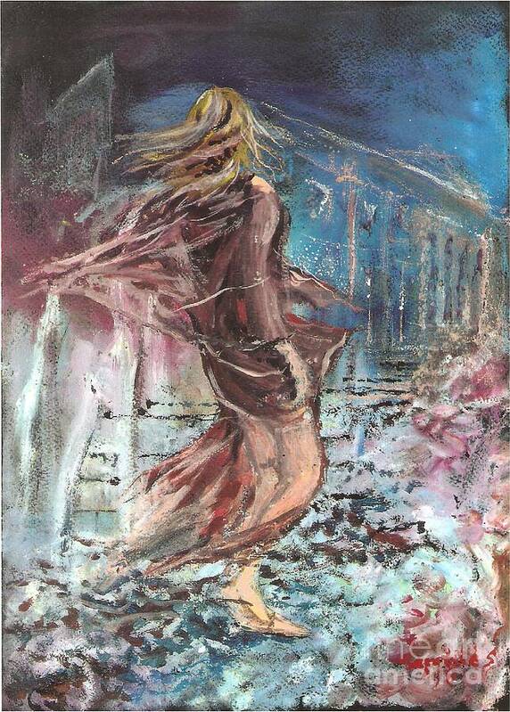 Figures Poster featuring the painting Wind by Sinisa Saratlic
