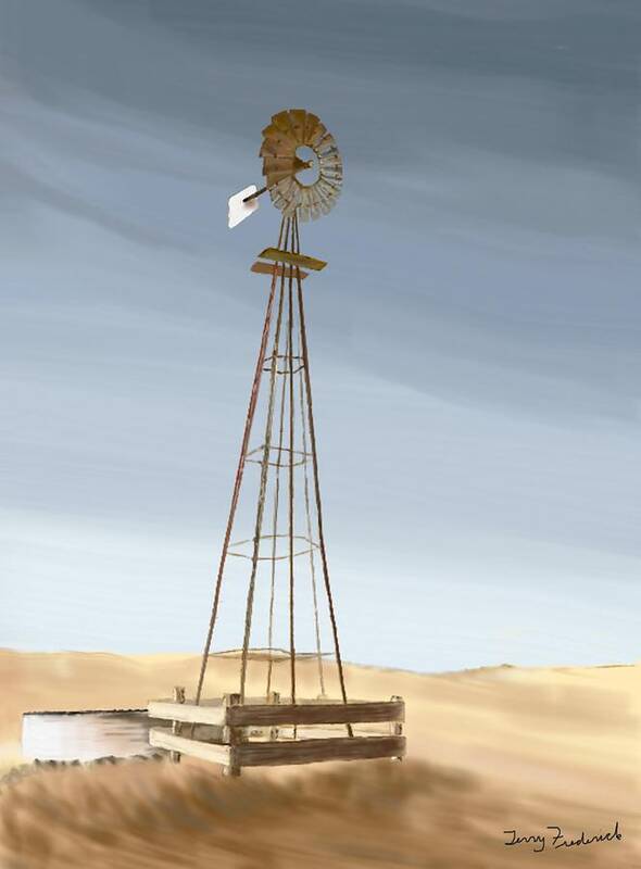  Windmill Poster featuring the painting Windmill by Terry Frederick