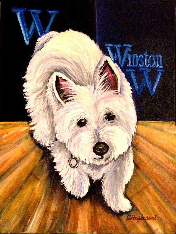 Dog Westie West Highland Terrior Animals Furry Dogs Dog Portraits Poster featuring the painting Winston by Carol Allen Anfinsen