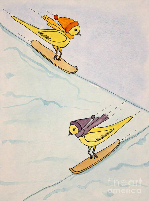 Bird Poster featuring the painting Winter Fun by Norma Appleton