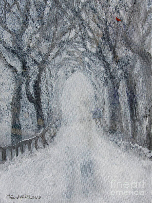 Landscape Poster featuring the painting Winter Tree Tunnel by Robin Pedrero