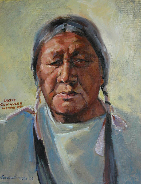 American Indian Portrait Poster featuring the painting Wise Elder by Synnove Pettersen