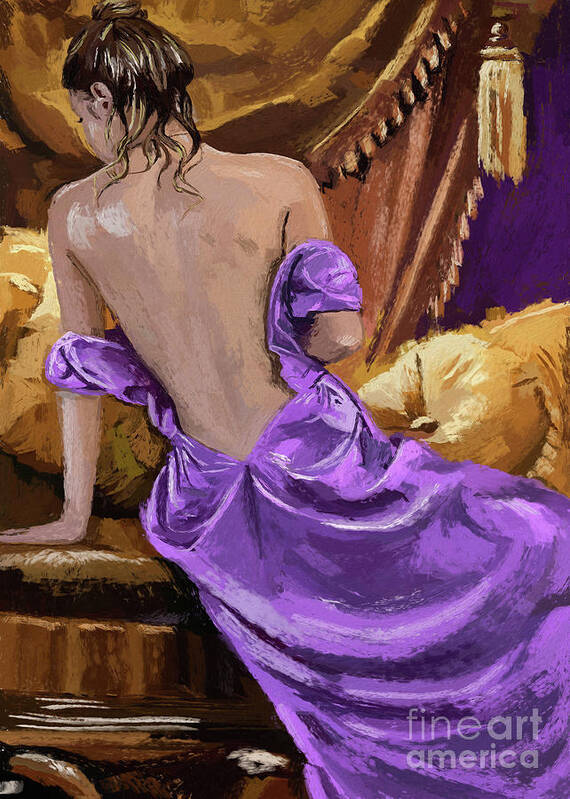 Woman In A Purple Dress Poster featuring the painting Woman In A Purple Dress by Tim Gilliland