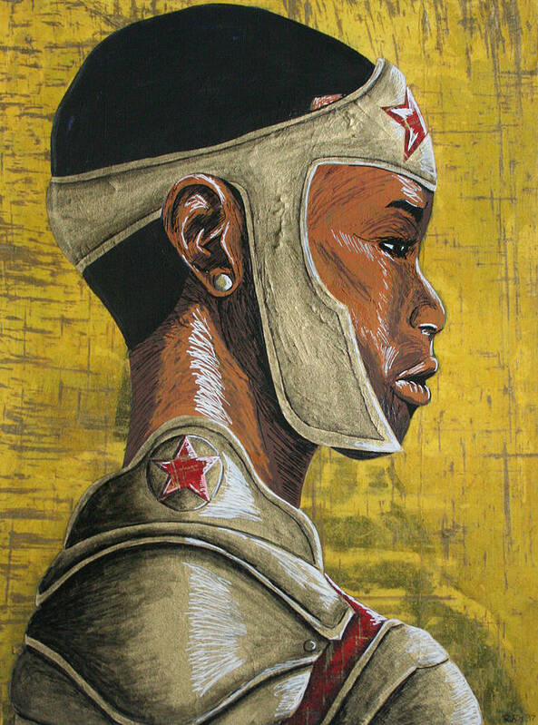 Black Poster featuring the mixed media WW Awaiting Battle by Edmund Royster