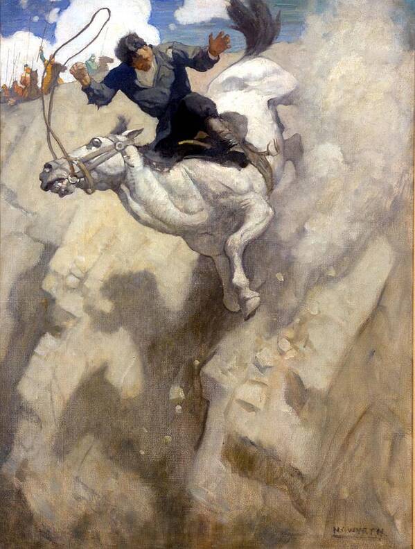 N C Wyeth Horse Falling With Rider Poster featuring the painting Wyeth Horse by MotionAge Designs