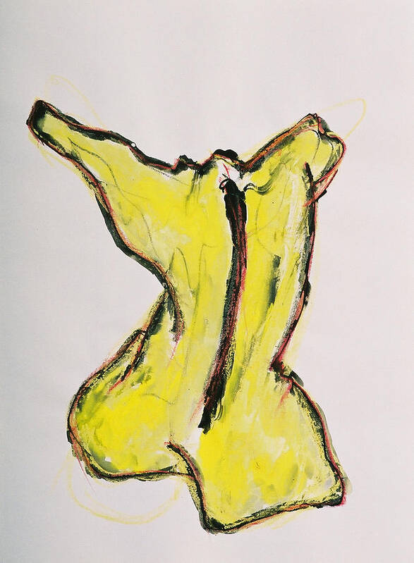 Drawing Poster featuring the drawing Yellow by Oudi Arroni