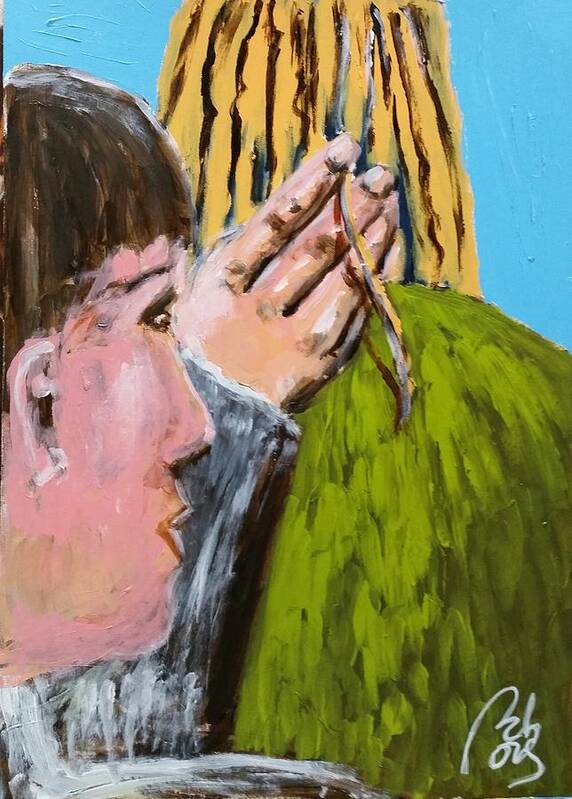 Relationship Poster featuring the painting Your hair beetween my fingers II by Bachmors Artist