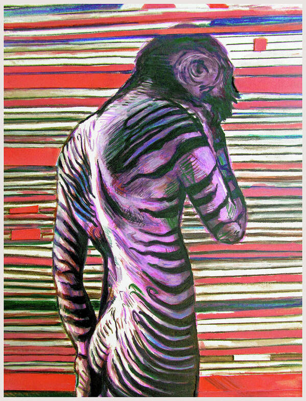 Nude Figure Poster featuring the painting Zebra Boy Battle Wounds by Rene Capone