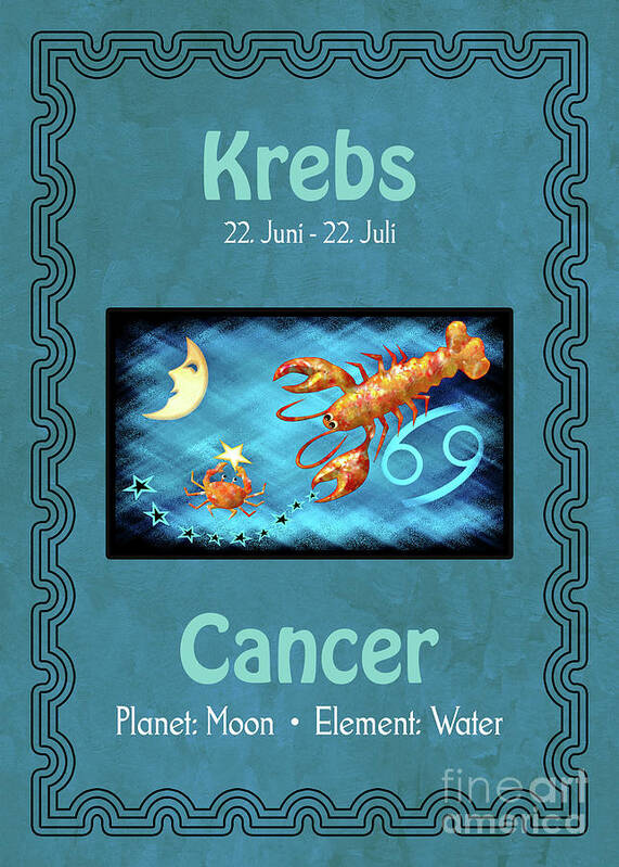 Series Poster featuring the digital art Zodiac Sign Cancer - Krebs by Gabriele Pomykaj