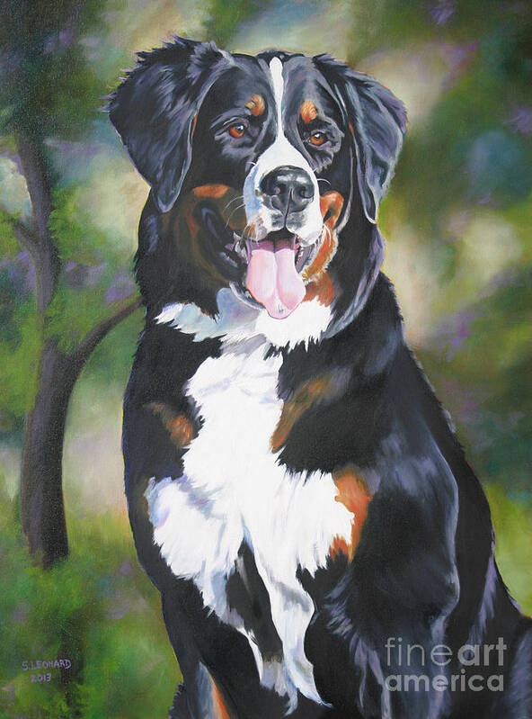 Bernese Mountain Dog Poster featuring the painting Zoe by Suzanne Leonard