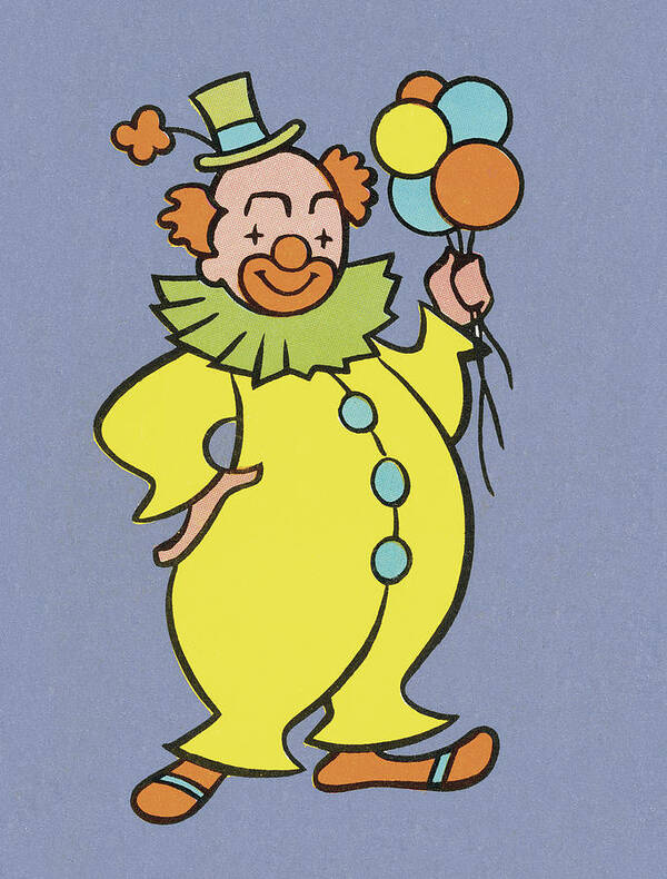 Balloon Poster featuring the drawing Clown Holding Balloons #1 by CSA Images