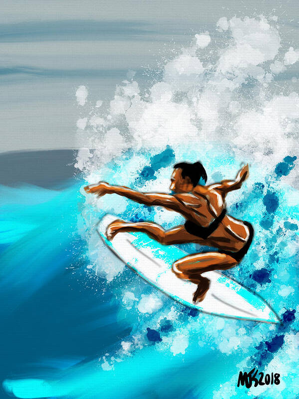 Surfing Poster featuring the digital art Cut Back #1 by Michael Kallstrom