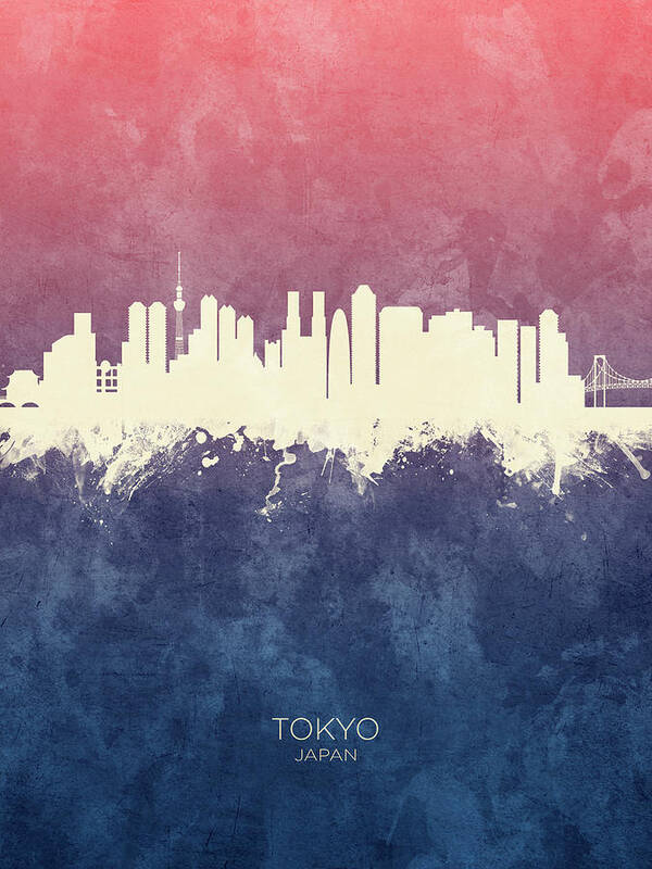 Tokyo Poster featuring the digital art Tokyo Japan Skyline #11 by Michael Tompsett