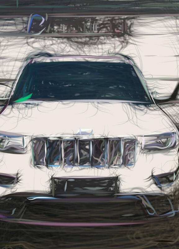 Jeep Poster featuring the digital art Jeep Grand Cherokee Drawing #12 by CarsToon Concept