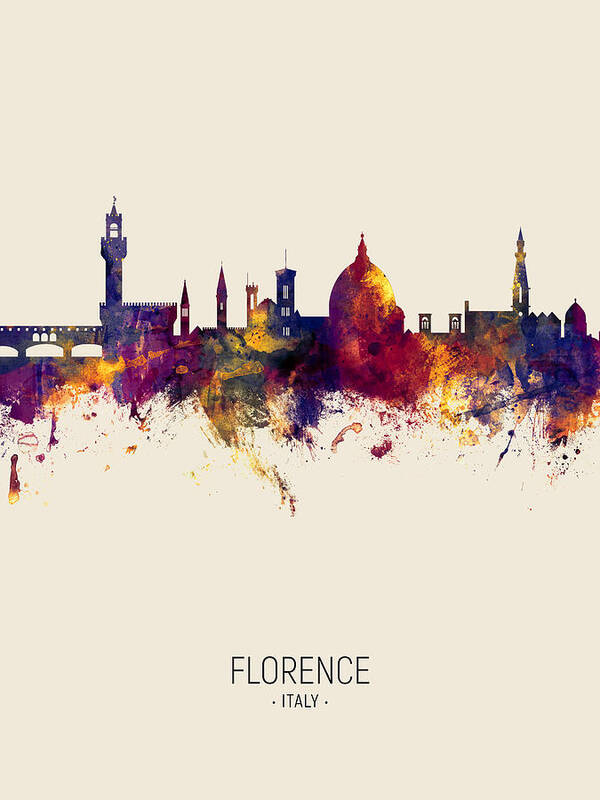Florence Poster featuring the digital art Florence Italy Skyline #15 by Michael Tompsett