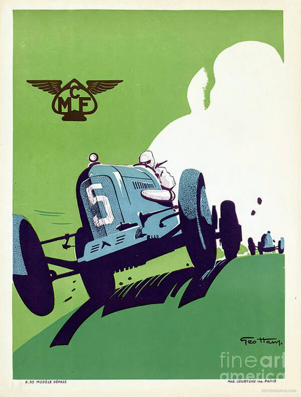 Vintage Poster featuring the mixed media 1930s Era Racing Car Poster by Geo Ham