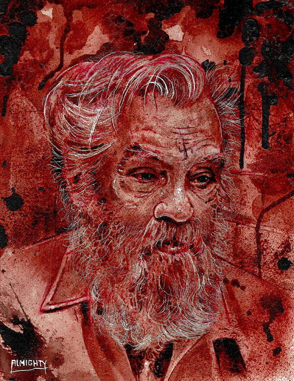 Ryan Almighty Poster featuring the painting CHARLES MANSON port dry blood #2 by Ryan Almighty