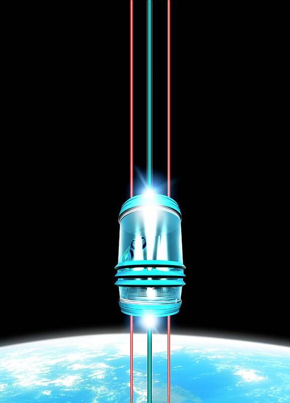 Elevator Poster featuring the digital art Space Elevator, Artwork #3 by Victor Habbick Visions