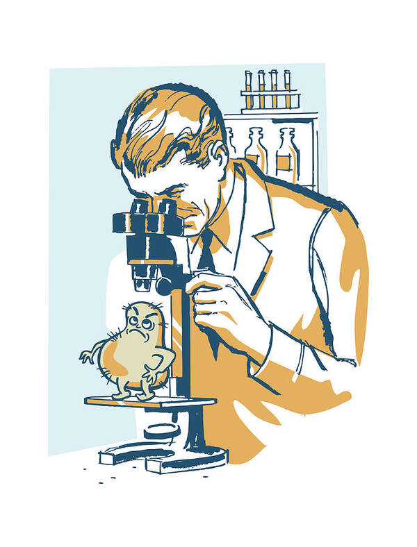 Adult Poster featuring the drawing Scientist in Laboratory #48 by CSA Images