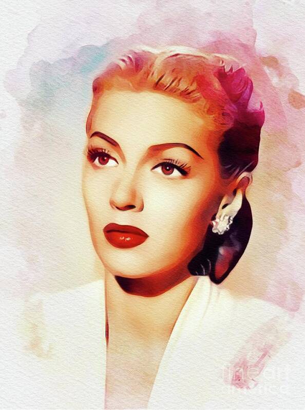 Lana Poster featuring the painting Lana Turner, Vintage Movie Star #8 by Esoterica Art Agency