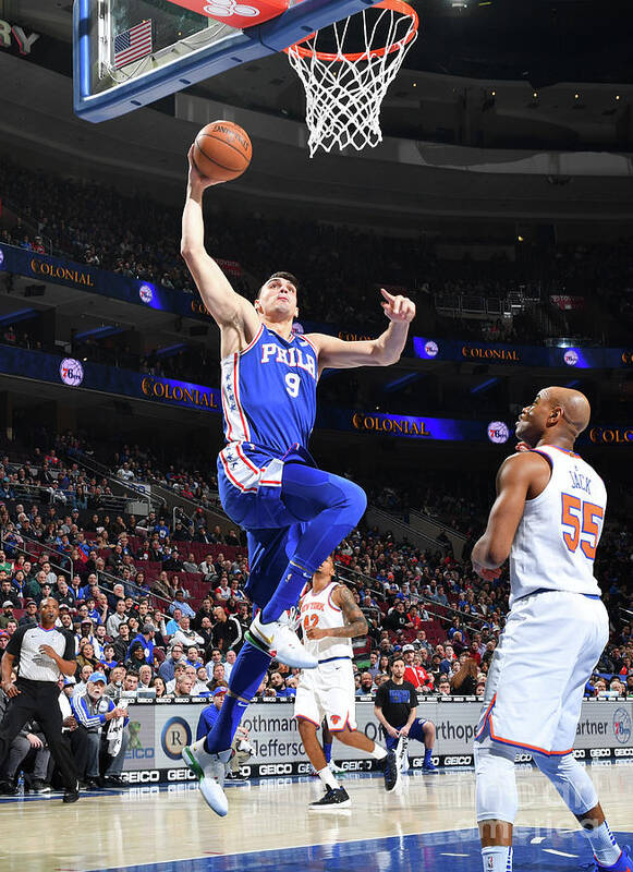 Dario Saric Poster featuring the photograph Philadelphia 76ers V New York Knicks #8 by Jesse D. Garrabrant