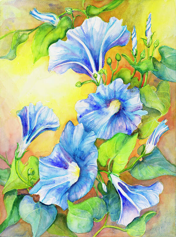 A Morning Glory Vine Poster featuring the painting A Morning Glory Vine by Joanne Porter