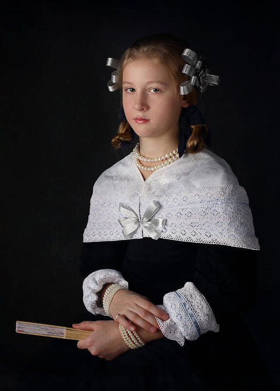 Portrait Poster featuring the photograph A Yound Girl With Pearls by Victoria Ivanova